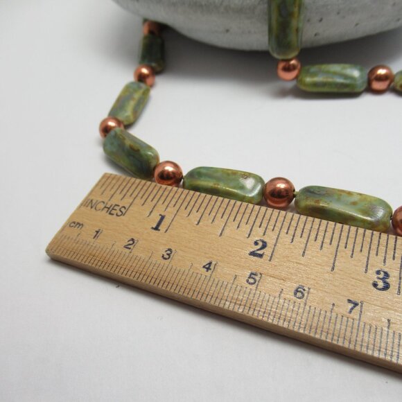 Earthy Czech and Copper bead necklace - Picture 6 of 10